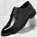 Elegante schwarze Leder-Business-Schuhe für Herren mit Schnürung und Texturdesign - 37 / Ganzjahresschwarz