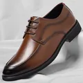 Hochwertige braune Business-Schuhe für Herren mit Farbverlauf und feiner Texturierung - 37 / Braun (Alle Jahreszeiten)