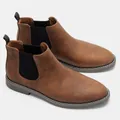 Vista laterale di classici stivaletti Chelsea da uomo marroni con pannelli elasticizzati. - 40 / Stivaletti Marroni Opachi (KD5407)