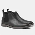 Vista laterale dettagliata dei classici stivaletti Chelsea neri da uomo con inserti elastici - 40 / Nero (KD5404)