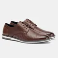 Scarpe oxford in pelle traforata marrone da uomo in stile britannico classico - 39(US 7) / Stile Traforato Stringato (KD4177) / Marrone scuro