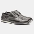 Scarpe da uomo in pelle traforata, design traspirante e vuoto in grigio scuro - 39 (US 7) / Grigio