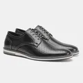 Elegant black perforated leather men's dress shoes for summer, British style design - 39(US 7) / Black