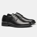 Scarpe Derby classiche da uomo in vera pelle nera per abbigliamento formale da ufficio - 39 / Stile Derby Stringato Minimalista (KD1461)