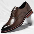 Vintage polierte braune Leder-Brogue-Oxford-Schuhe für Herren, Business und Freizeit - 37 / Braun