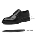 Schwarze Brogue-Herrenschuhe mit 3cm flacher Sohle und bequemer Einlegesohle. - 37 / Schwarzer Flacher Stil (Formelle Lederschuhe) / 3cm Sohle