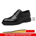 Schwarze Brogue-Herrenschuhe aus Leder mit integrierter 6 cm Absatzerhöhung für Männer - 37 / Schwarzer Stil mit Höhenvergrößerung (X26-6) / 6cm Gesamterhöhung / Schwarz