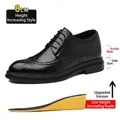 Herren Brogue-Schuhe in Schwarz mit 8 cm Erhöhungseinlage - 37 / Schwarzer höhenvergrößernder Stil (X26-8) / 8 cm Höhensteigernder Stil / Schwarz