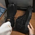 Stylish high-top black Martin boots for men featuring durable rubber sole and lace-up design - 38 / Black
