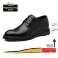 Classic men's black business formal dress shoes featuring a 6cm height increasing insole - 37 / Height Increasing (6cm) / Black