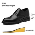 Men's black 8cm height increasing formal business leather shoes with 5cm insole detail - 37 / Height Increase 8CM (X27-8) / Black
