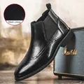 Stivaletto Chelsea Brogue nero da uomo con fodera in rete e dettagli traforati alla moda - 38 / Stivali Chelsea Brogue (773) / Nero