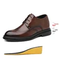 Braune Herren-Lederschuhe mit 8 cm Erhöhung und einer versteckten Einlegesohle - 37 / Höhenvergrößerung (8cm) / Braun