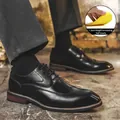 Klassische schwarze formelle Herren-Oxford-Schuhe mit diskreter 1,2 cm hoher Einlegesohle - 37 / Höhenvergrößernder Stil (1,2 cm Halbeinlegesohle) / Schwarz