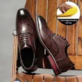 Brown leather Brogue Oxford shoes with 1.2cm height-increasing insole. - 37 / Height Increasing Style (1.2cm) / Brown
