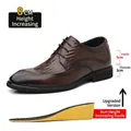 Elegant brown men's dress shoes in embossed leather with 8cm height increase - 37 / 8cm Height Increase / Brown