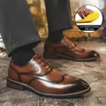 Hochwertige braune Oxford-Business-Schuhe für Herren mit 1,2 cm hoher Einlegesohle - 37 / Höhensteigerndes Braun (1,2 cm Einlegesohle)