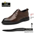 Braune Herren-Lederschuhe mit 6 cm Höhenzunahme durch Einlegesohle. - 37 / 6cm höhensteigernder Stil / Braun