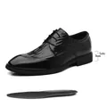 Elegant black men's business leather shoes featuring crocodile pattern and 3cm flat heel - 37 / Standard Type / Black