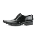 Elegant black men's formal dress shoes with unique textured pointed toe finish - 40 / Black