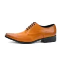 Classic brown leather business dress shoes for men in elegant commuter style. - 40 / Camel