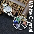 Collar con colgante de cristal árbol de la vida de estilo étnico hecho a mano con piedras - 1 Pieza / Cristal de roca