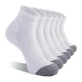 Detail view of six pairs of white low-cut sports socks with grey reinforced toes - L / 6 Pairs Pack / White