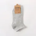 Pair of light grey low cut invisible cotton socks for sports and casual daily wear - One Size / Men's Boat Socks / Light Gray