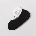 Black cotton blend invisible no-show boat socks for low profile high heels or flats - One Size / Black (Women's Summer Thin Style)