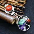 Collar artesanal con colgante del árbol de la vida de estilo étnico y ágata roja - 1 Pieza / Ágata roja