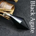 Polished black agate lozenge shaped pendant necklace for dowsing and crystal healing - Black Agate (Pendant Only (Without Chain))