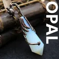 Pendentif en cristal d'opale hexagonale avec ailes de dragon de style rétro - Opale