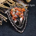 Colgante de escudo de árbol de la vida de alambre de cobre vintage con ágata roja - Ágata roja