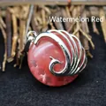 Watermelon red peacock pendant necklace made with synthetic red aventurine stone - Watermelon red