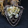 Colgante de escudo vintage hecho a mano con árbol de la vida envuelto en alambre y citrino - Citrino