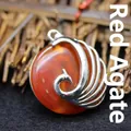 Red agate peacock pendant with silver peacock wrap design jewelry charm - Red Agate
