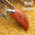 Carved red stone wing pendant with silver bail for necklaces and crafts - Red Jasper