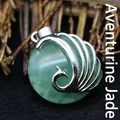 Exquisite green aventurine gemstone peacock pendant with silver-tone metal wrap design - Aventurine Jade