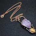 Vintage Halskette mit Amethyst-Cluster und Chrysanthemenstein-Anhänger und O-Kette. - Halskette mit Anhänger