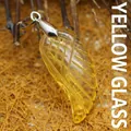 Elegant carved yellow glass wing pendant with silver-toned bail for necklaces - Yellow Glass