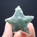Natural green Indian agate star-shaped raw stone pendant with elegant silver-colored metal edge - Pendant Only (Without Chain)