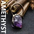 Natural raw purple amethyst crystal pendant necklace with vintage bronze finish ring - Amethyst Pendant (aljylp776) / Amethyst