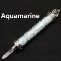 Aquamarin Kristallstab Anhänger gefüllt mit natürlichen blauen Edelsteinsplittern. - Aquamarin