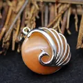 European style peacock pendant necklace with natural orange red aventurine stone - Red Aventurine