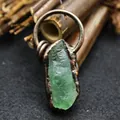 Natural raw green fluorite crystal stone pendant necklace with copper wire wrap detail - Green Fluorite Pendant (aljylp776) / Green Fluorite