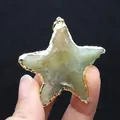 Natural Indian agate star pendant with elegant gold plated edge for minimalist necklace - Pendant Only