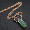 Antique style bronze chain necklace featuring a natural raw green fluorite stone pendant - Green Fluorite with Necklace