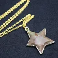 Natural Indian Agate star-shaped pendant necklace with gold rim detailing - Pendant with Necklace