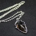 Colgante de punta de flecha de cuarzo ahumado con cadena plateada - Set de collares / Plateado