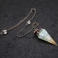 Vintage hexagonal aquamarine crystal chip pendulum with copper chain jewelry accessory - Aquamarine